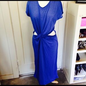 Alice & You Cobalt Blue Twist-Knot Maxi Dress with Side Cutouts